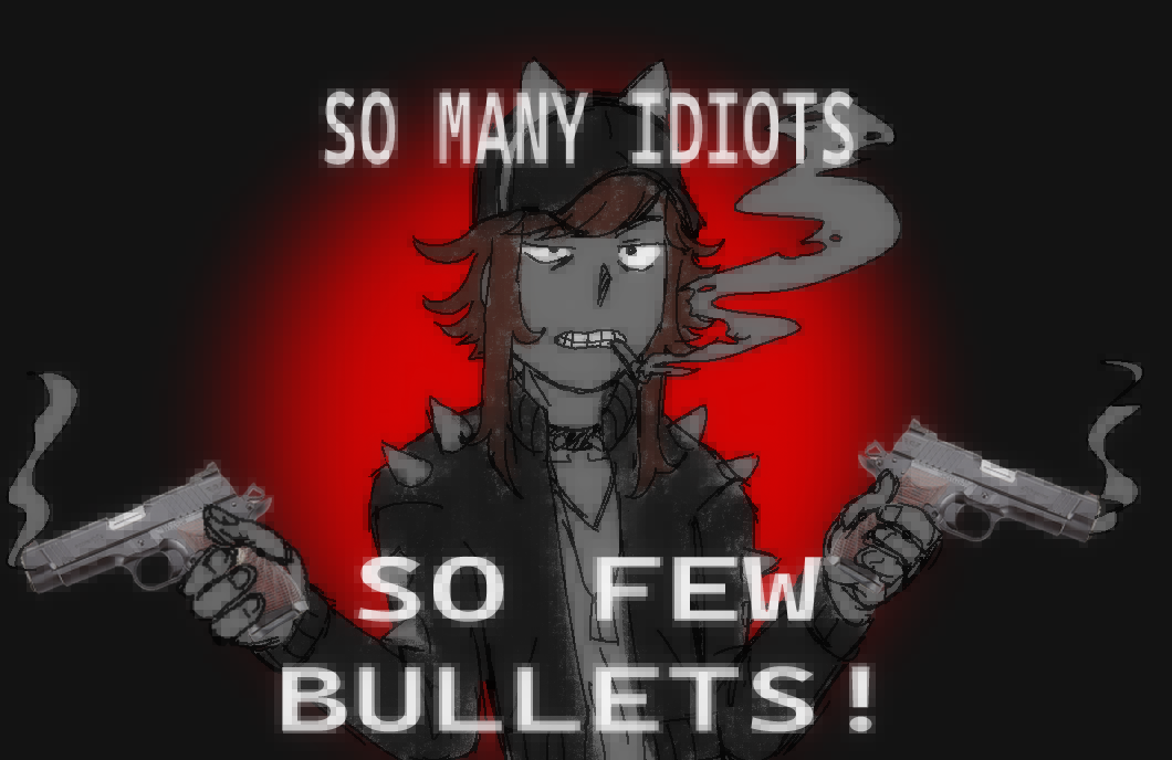 tabby w/ guns and a blunt